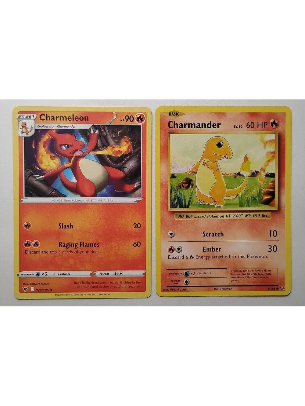 Pokemon TCG Charmeleon 024/185 2020 & Charmander 9/108 2016 evolutions! (2)